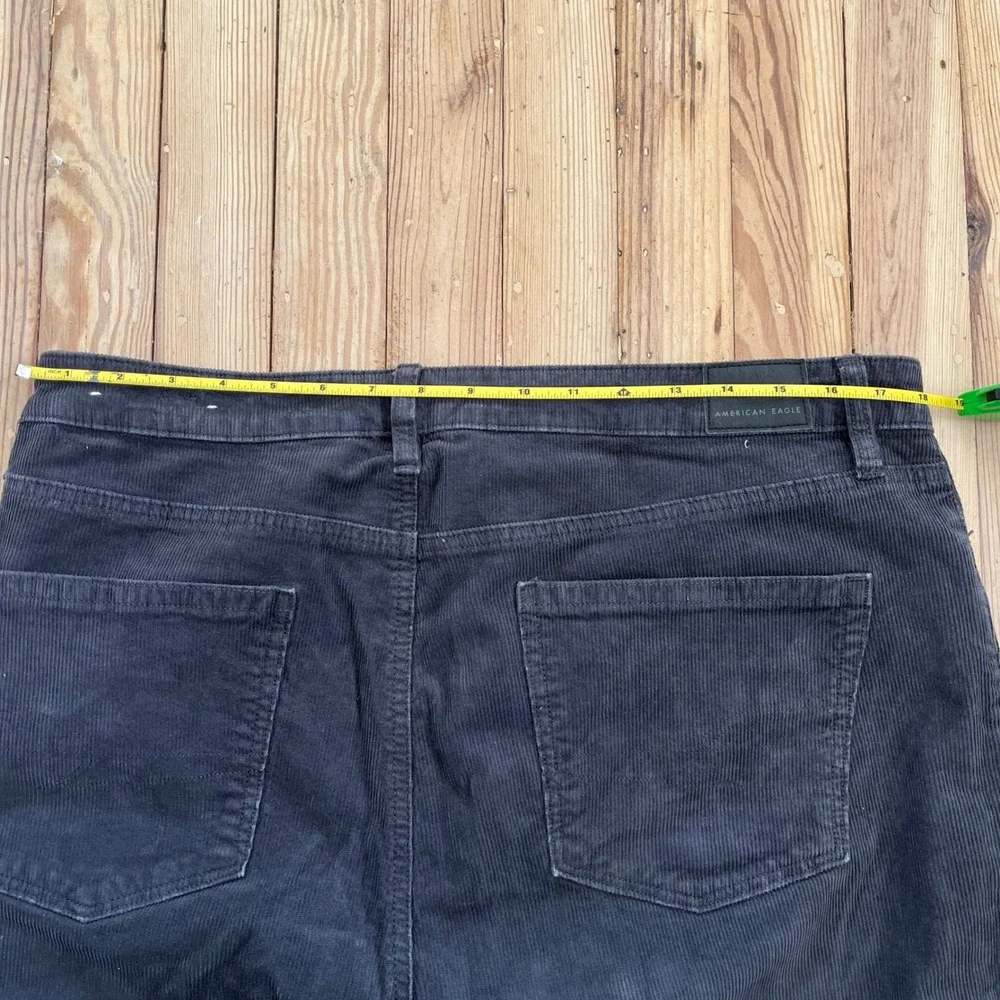 American Eagle Corduroy Pants Women Size 16 Long dark‎ gray y2k Stretch straight